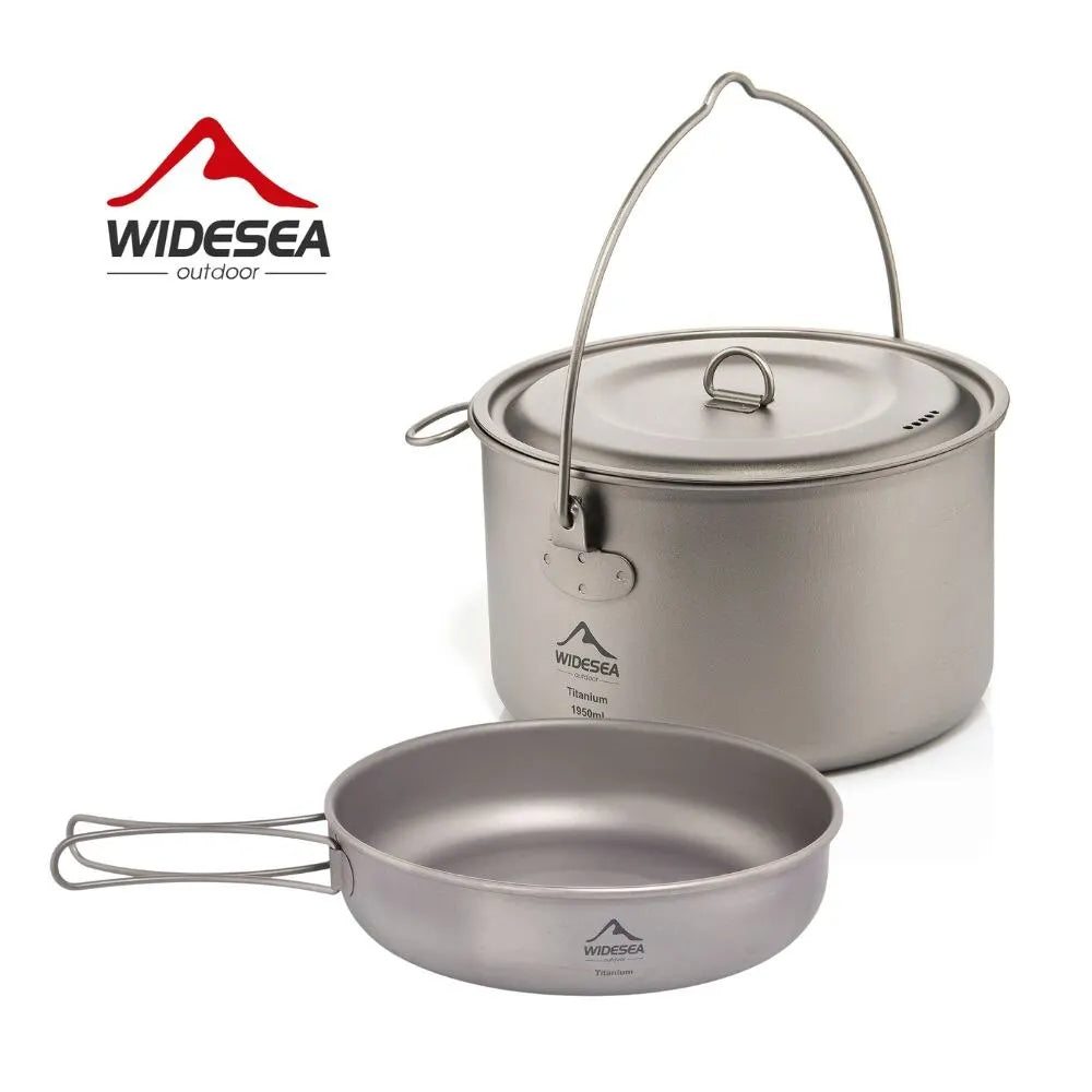 Widesea Juego de Utensilios de Cocina de Titanio para Acampada, Caldero de Turismo, Olla de Cocina al Aire Libre, Sartén, Picnic, Cocina, Senderismo, Trekking