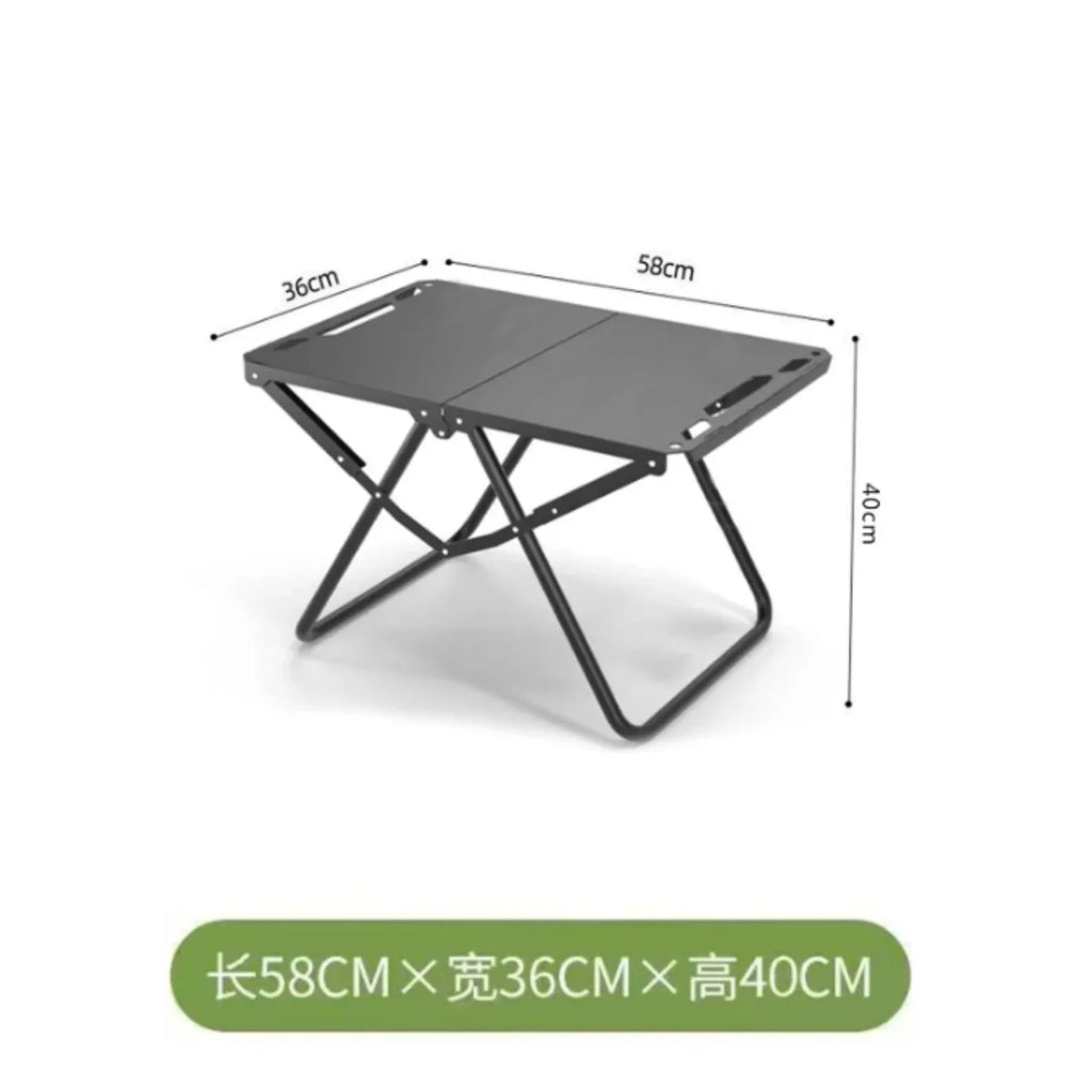 Bärbart hopfällbart campingbord, matbord i rostfritt stål för utomhusbruk, kompakt design för camping, strand, grill och vandring