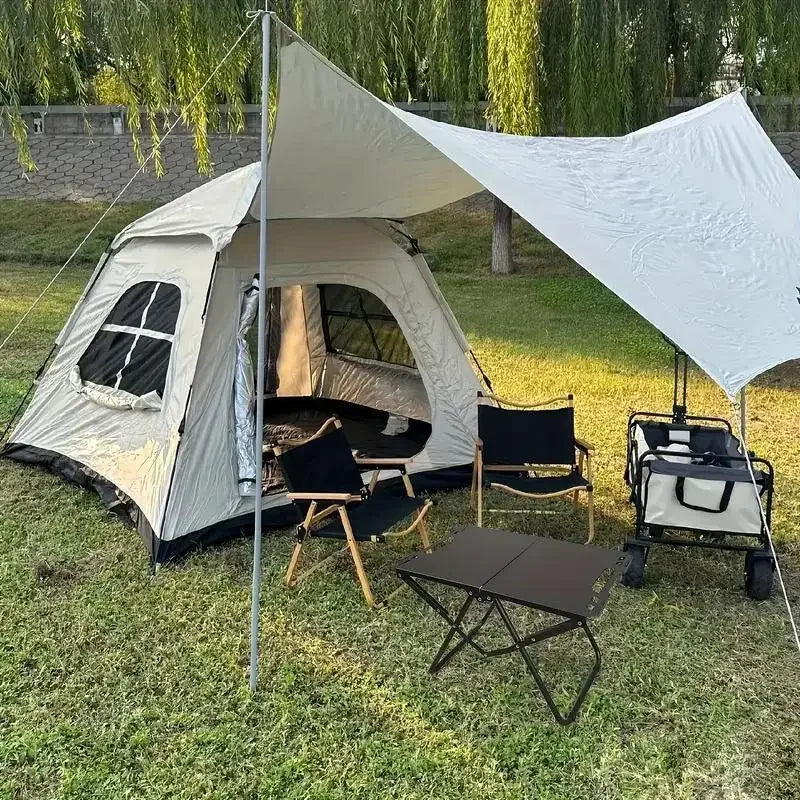 Bärbart hopfällbart campingbord, matbord i rostfritt stål för utomhusbruk, kompakt design för camping, strand, grill och vandring