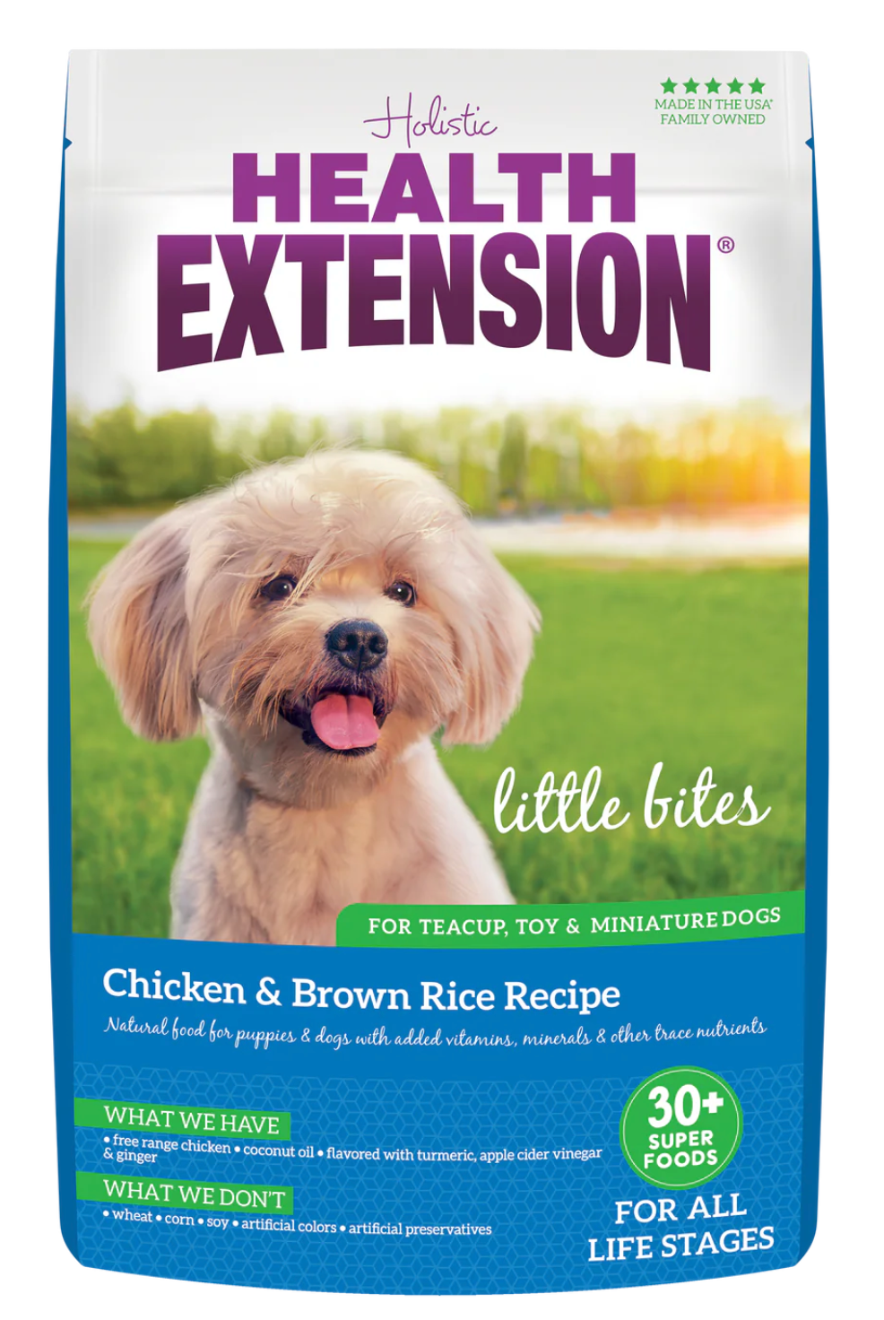 Alimento para perro Health Extension para todas las etapas de vida, trocitos pequeños, sabor original a pollo y arroz integral