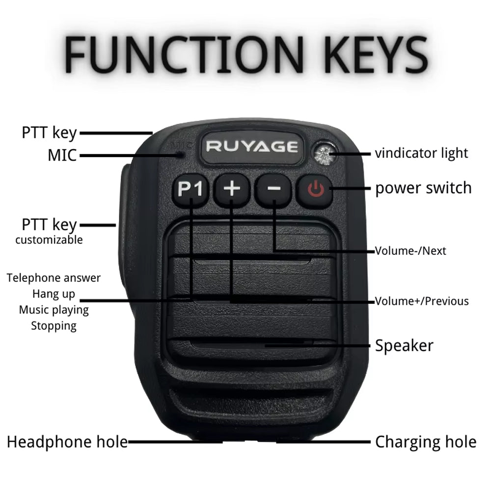 RUYAGE HB980 Bluetooth PTT Microphone for Zello Walkie Talkie | Wireless Push to Talk Mic for iPhone Android