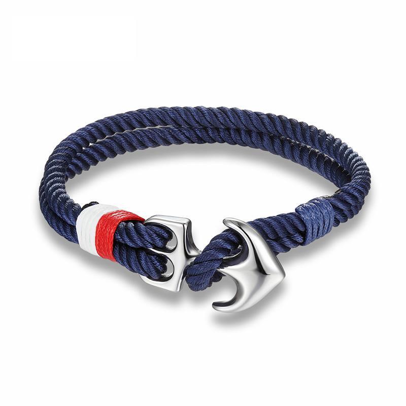 Pulseras de Ancla de Alta Calidad Brazaletes de Cuerda Náutica Supervivencia Pulsera de Paracord con Dijes para Hombres Ganchos Deportivos de Metal Envolventes Masculinos
