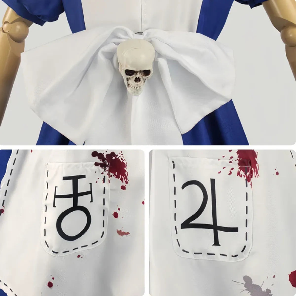 Madness Returns Alice Cosplay Maskeraddräkt Klänning med Förkläde och Peruk för Kvinnor