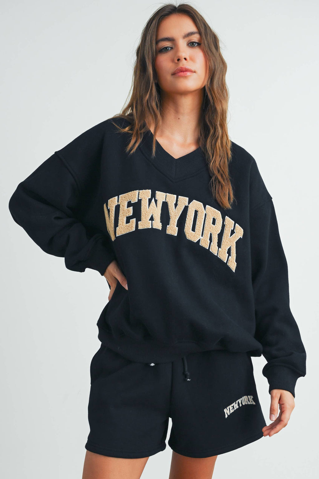 Sudadera con cuello de pico «New York»