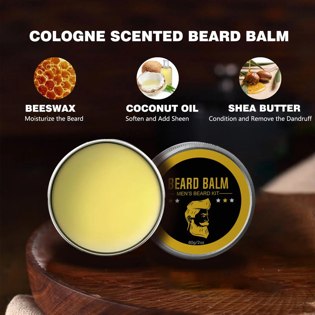Beard Care Kit 8 Piece Grooming Set with Oil and Balm