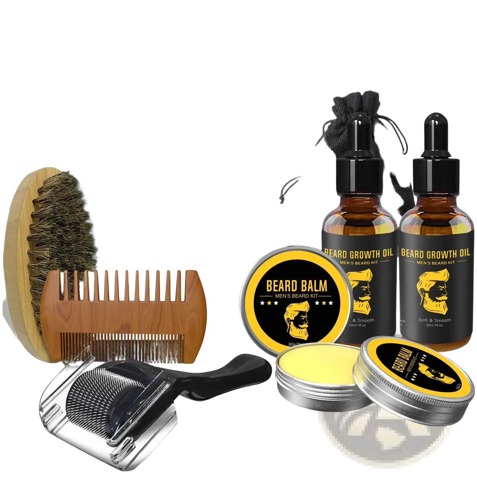 Beard Care Kit 8 Piece Grooming Set with Oil and Balm