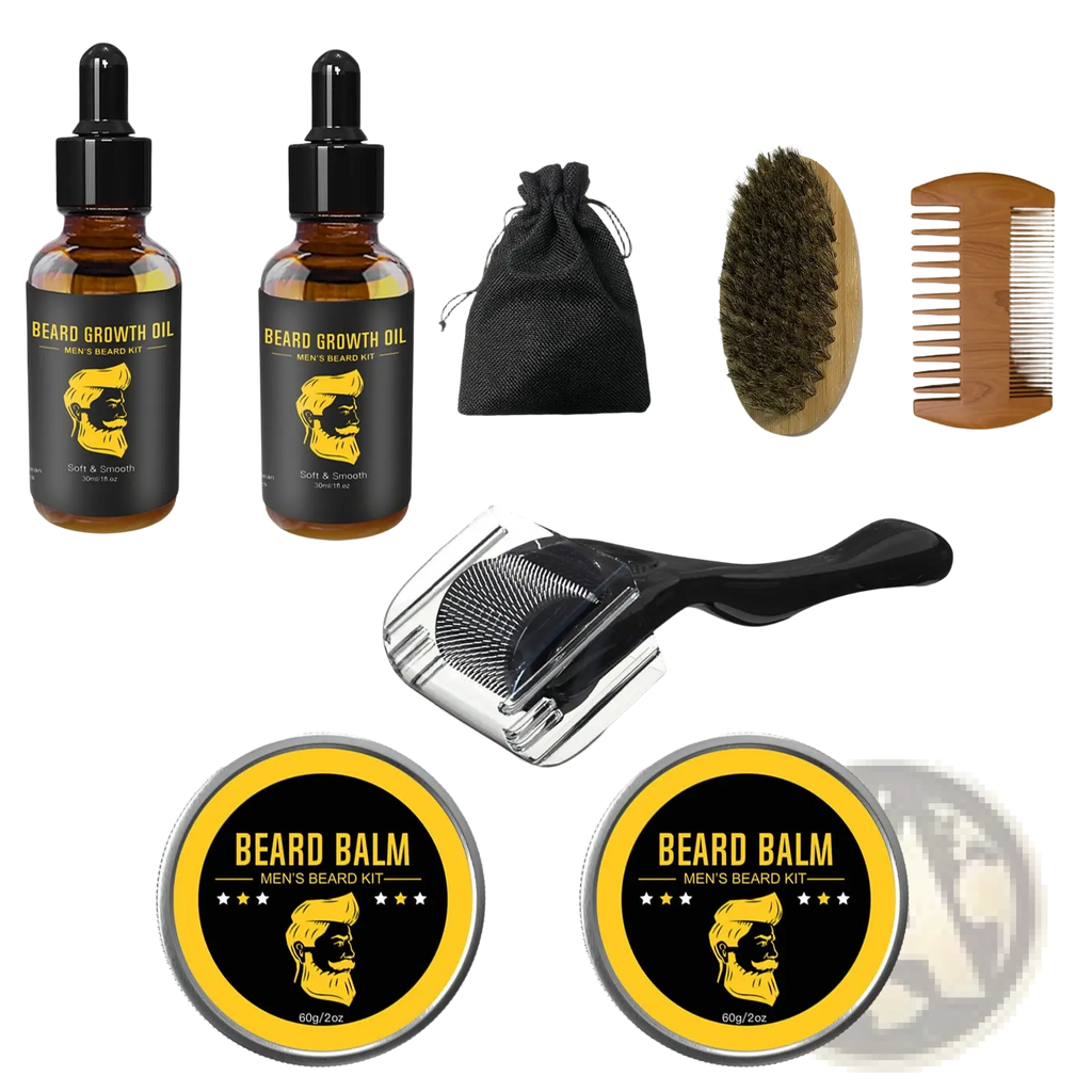 Beard Care Kit 8 Piece Grooming Set with Oil and Balm