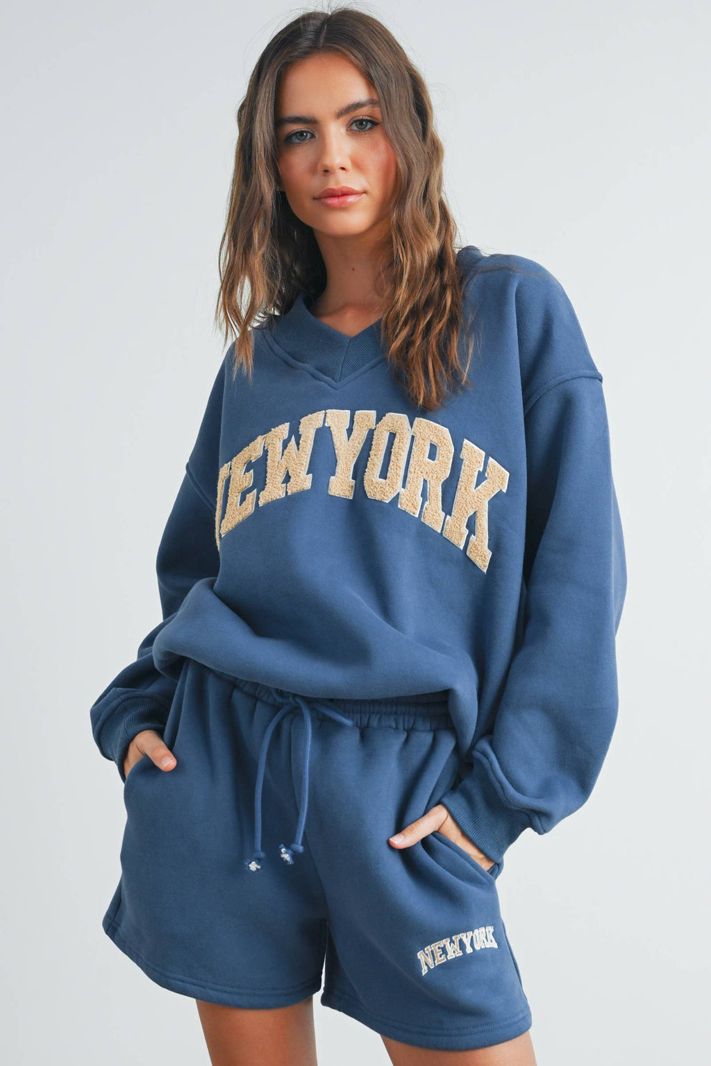 Sudadera con cuello de pico «New York»