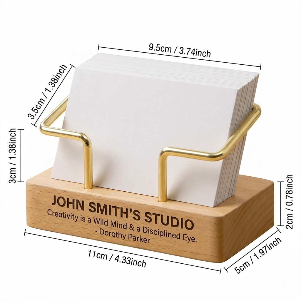 Wood and Brass Card Holder