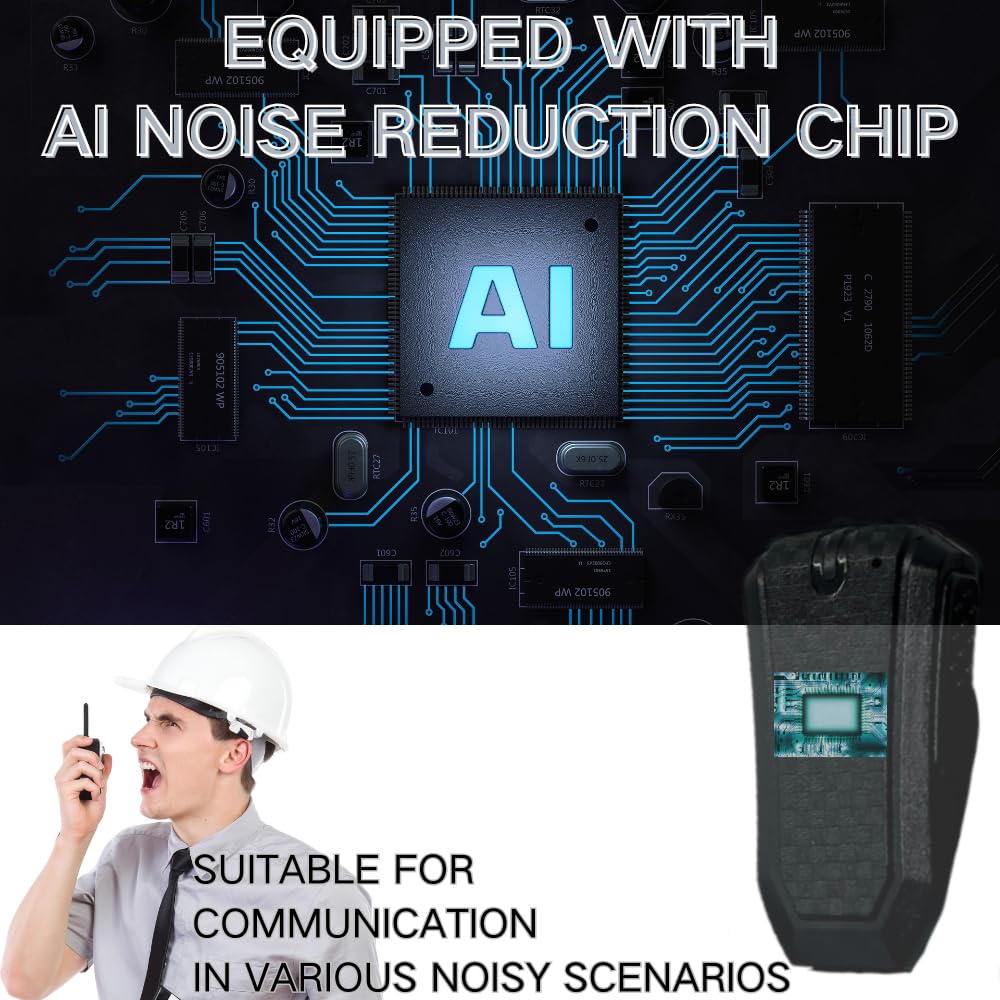 RUYAGE AI Noise Cancelling Radio Earpiece | PTT Walkie Talkie Headset