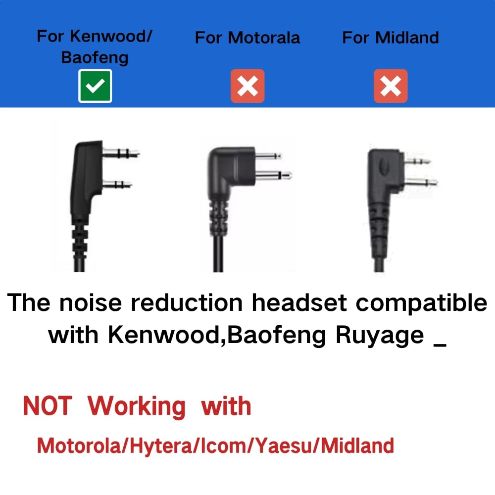 RUYAGE AI Noise Cancelling Radio Earpiece | PTT Walkie Talkie Headset