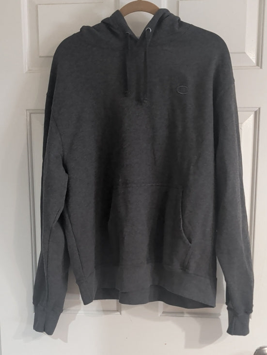 NWOT Champion Charcoal Gray Hoodie with Embroidered Logo Men's Large