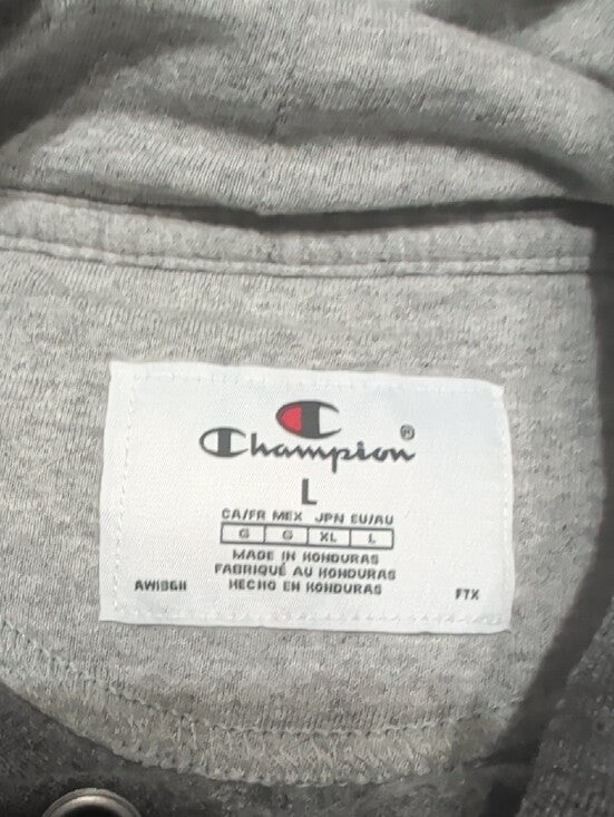 Sudadera con Capucha Gris Carbón Champion, con Logo Bordado, Talla Grande de Hombre, Nueva sin Etiquetas