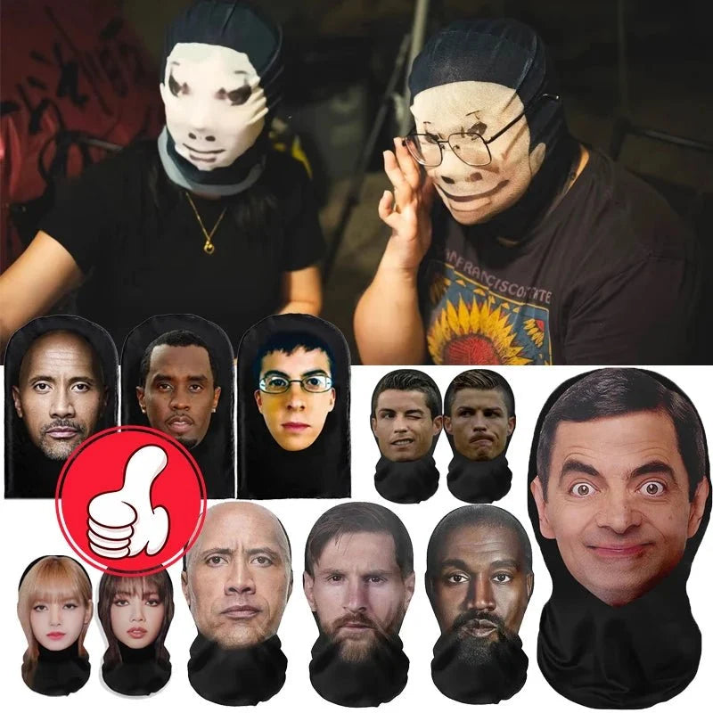 Realistisk 3D-kändisansiktsmask | Heltäckande cosplay-huvudbonad i nylon för Halloween