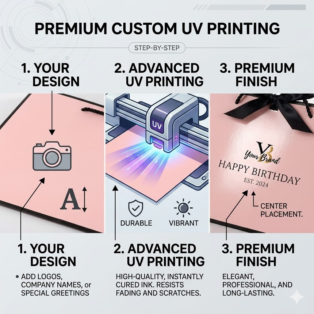 10 Pack Personalized Gift Bags with Ribbon – Custom Photo, Logo or Text